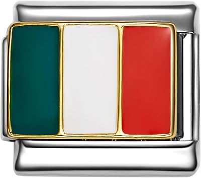 STYLYSH CHARMS Italy Italian Flag Enamel Italian 9mm Link PE019 Fits Traditional Classic