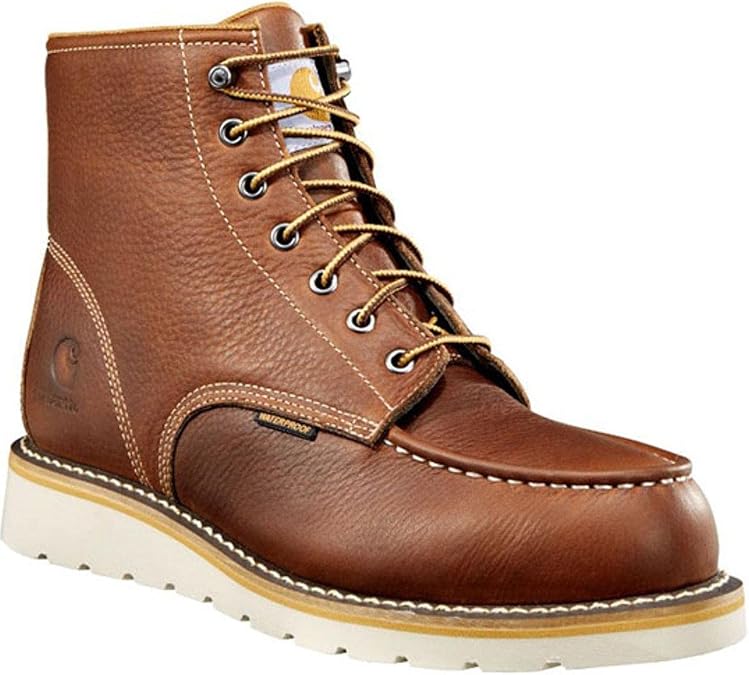Carhartt 6 Moc Toe Waterproof Work Boots for Men - Oil-Tanned Leather Boots with FastDry Lining, Dual-Density Rubber Wedge Traction Outsole, EH Rated