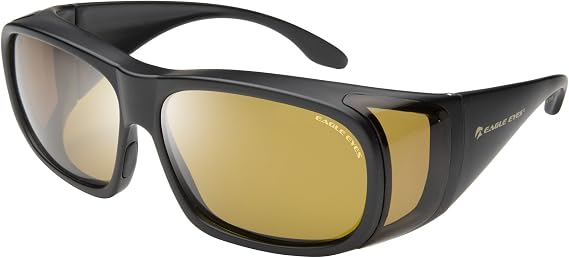 Eagle Eyes FitOns Polarized Large Fitover Sunglasses | Blue Light Blocking Lenses, UVA & UVB Protection, TriLenium Gold, Windows at the Temples, NASA-inspired Technology