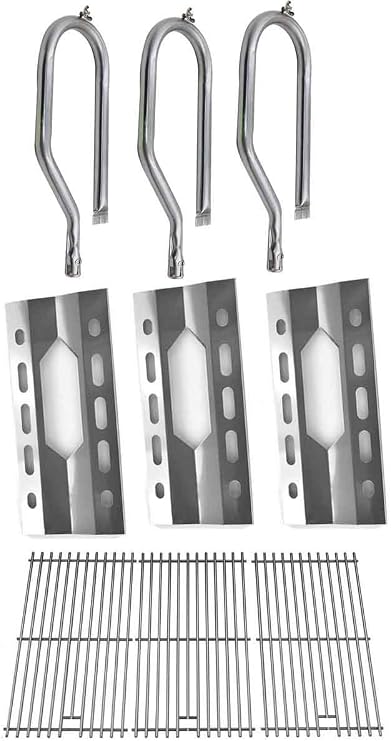 Replacement Kit for Nexgrill 720-0047, 720-0108, Kirkland 720-0011, Virco & Costco 720-0021-LP Included 3 Burners, 3 Heat Plates & Stainless Steel Cooking Grates Set of 3