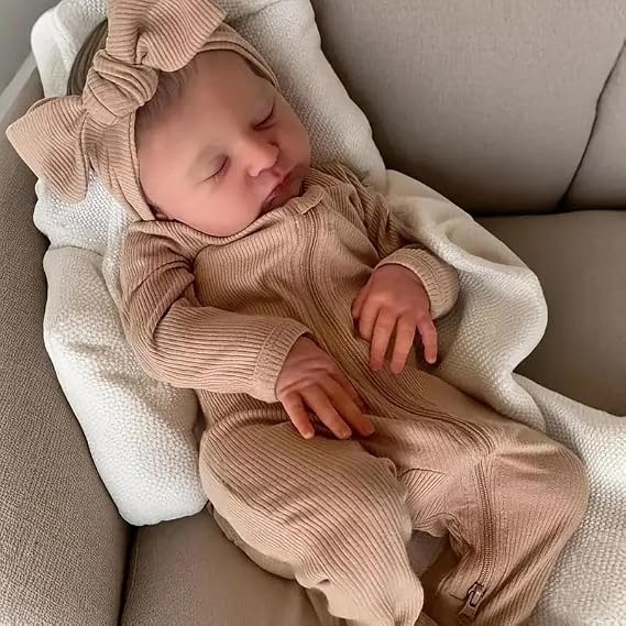 Angelbaby 19 inch Real Life Reborn Baby Girl Dolls Realistic Sleeping Newborn Baby-Laura Doll Soft Silicone Realistic Baby Feel Bebe Reborn Child Weighted Doll Toys for Kids