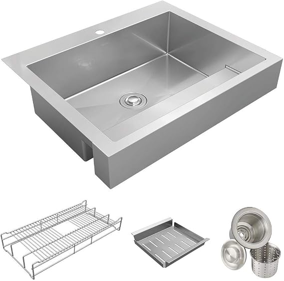Elkay Dart Canyon ELDSSF33279DBG Stainless Steel 32-7/8" x 27-1/4" x 9-5/8", Single Bowl Farmhouse ADA Workstation Sink