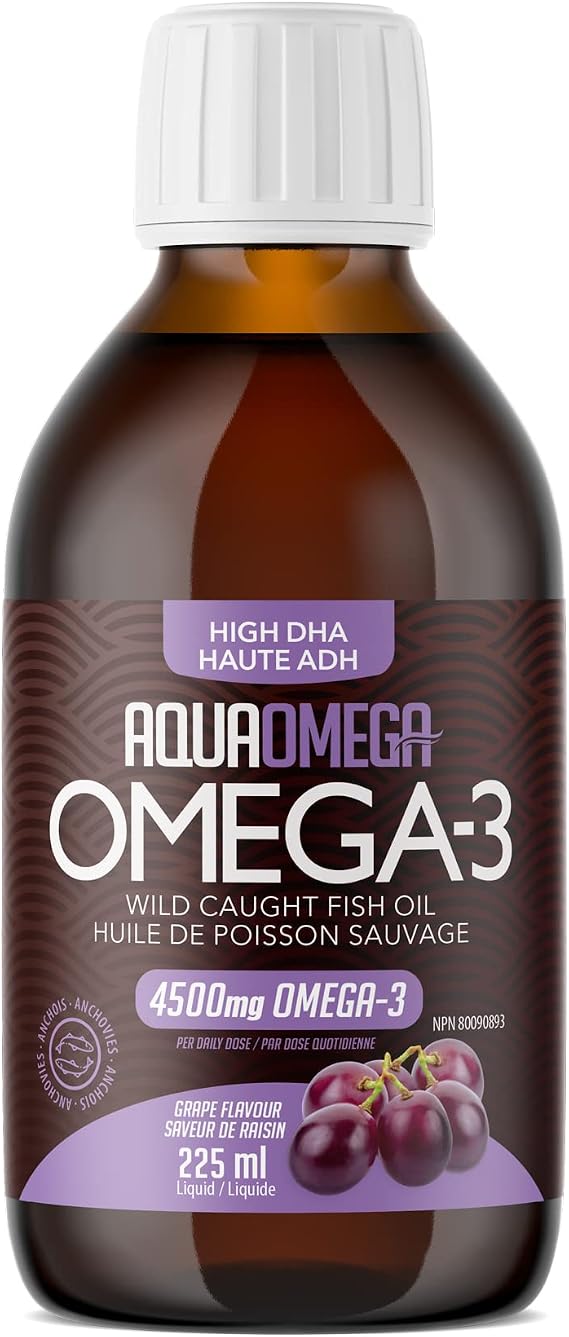 5X Ultimate Strength Omega 3 Fish Oil Liquid, Fish Oil Supplements with High DHA and EPA Omega3 Fatty Acids, High Potency Omega 3 with Vitamin D, 7.60 floz, Grape Flavor