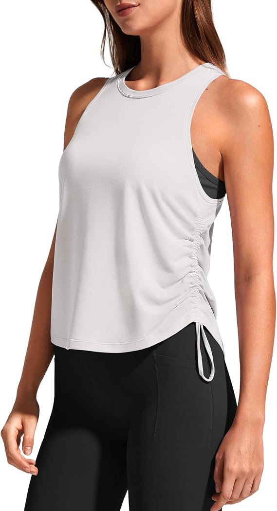 G4Free Lyocell Racerback Tank Tops for Women Ruch Side Yoga Workout Casual