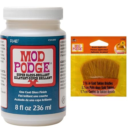 Mod Podge Super Thick Gloss (8-Ounce) and Mod Podge Paint Brush Applicator, 2.25-Inch Basic