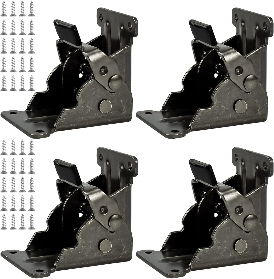 Enenes Folding Bracket, 4 PCS Lock Extension Support for Table Bed Leg, Bronze Steel Foldable Brackets Hardware with Screws 0-90 Degree, Black