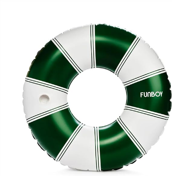 FUNBOY Giant Vintage Stripe Inflatable Pool Float with Cup Holder 48" Pool Float for Adults Inner Tube Pool Toys Swim Rings Swimming Pool Accessories & Pool Lounger Float for Pool Party & Summer