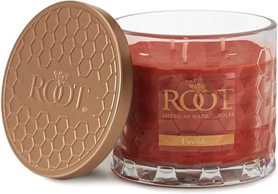 Root Candles Fall Scented Candles Honeycomb Glass Premium 3-Wick Handcrafted Beeswax Blend Candle, 12-Ounce, Fireside