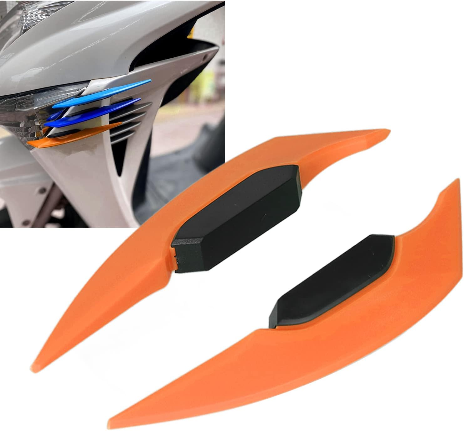 Motorcycle Side Winglets 1 Pair Motorcycle Aerodynamic Winglet Side Air Deflector Aerodynamic Wings Spoiler Universal Bike Electric Bike Orange