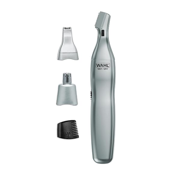 Wahl Battery Mens Nose Hair Trimmer - Eyebrows, Neckline, Nose & Ear Hair | Quick Multi-Head Cordless Precision Trimming For Nose, Ear, Eyebrow, And Neckline Detailing Model 5545-400
