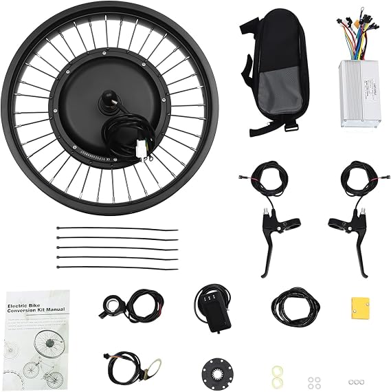 Gbonklong Electric Bicycle Motor Kit, 20" Front Wheel E-Bike Kit E-Bike Cycling Hub with LCD Display Wire Assembly Motor Kit Disc Brake