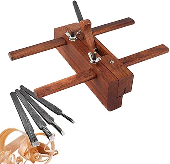 Rabbet Hand Wood Planer - DIY Plough Slot Grooving Shoulder Plane With 5 Blades - Adjustable for Carpenter Woodcarver