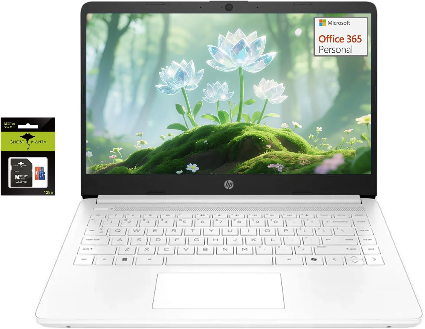 HP 14 Student-Laptop, Intel Celeron N4500Up to 2.8GHz 16GB RAM 192GB Storage64GB eMMC  128GB Ghost Manta SD Card Computer Laptops with Office 365 Win11