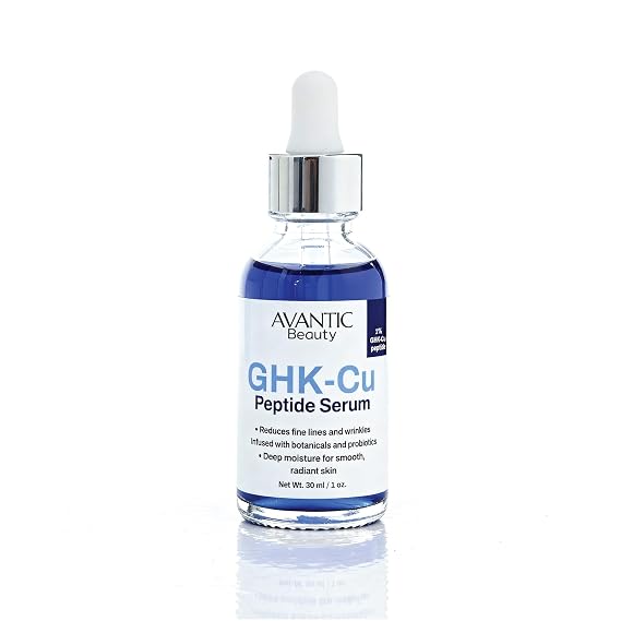 Avantic Beauty 1% GHK-Cu Peptide Face Serum Alcohol & Paraben Free | Anti-Aging Copper Peptide Serum That Helps Smooth the Look of Fine Lines and Wrinkles. Alcohol and Paraben Free.
