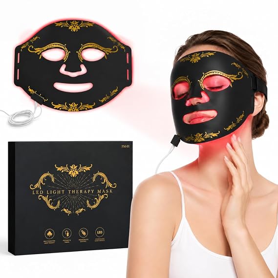 Red Light Therapy Mask for Face, 4 Modes - NIR 850nm, Red 620nm, Blue 460nm and Mixed Light - Cordless & Rechargeable LED Face Mask for Home, Skincare Gifts for Women Mom