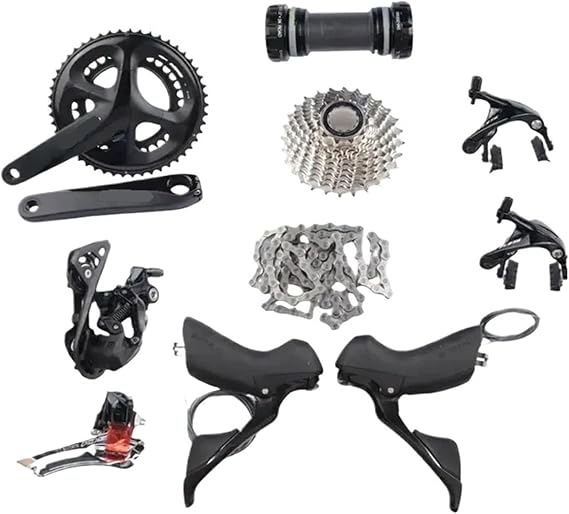 Compatible For Shimano 105 R7100 2x11-Speed Groupset 170mm Crankset With Braze-On FD And 30T Cassette Rim Brake Road Bike Kit,Accessories