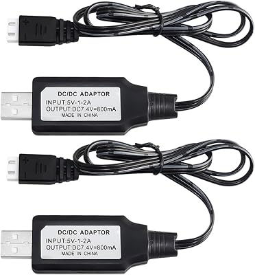 2PCS 7.4V XH-3P Plug Connector USB Lipo Charger Cable for RC Toys, Compatible with RC Car Vehicle Remote Control Truck RC Quadcopter Li-ion Battery Charger 7.4V XH-3P
