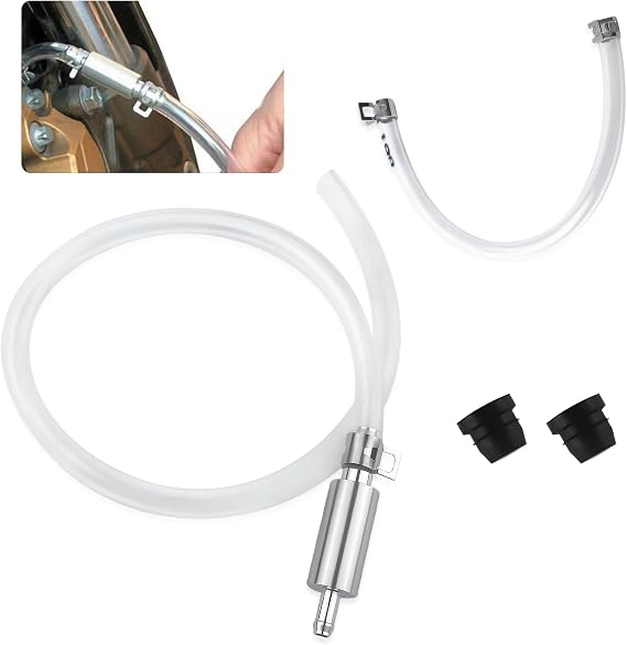 IHOTDER Car Brake Bleeder Hose with One Way Check Valve,Durable Brake Fluid Bleeder Hoses Replacement,Universal Brakes Bleeders Tool Car Accessories for Cars Motorbikes Bikes (with Rubber Cap)