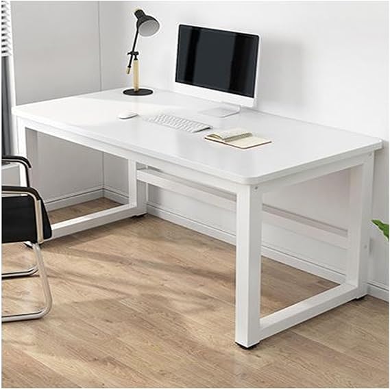 Simple table Desk Escritorios de oficina Basic desk Simple desk Modern simple style computer desk non-foldable metal frame suitable for home office study writing(White,40*80cm/15.7*31.5in)