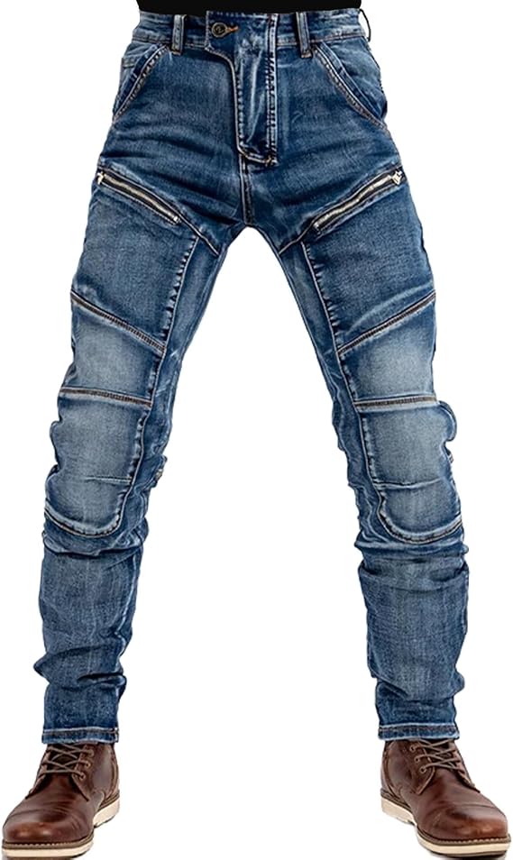 Motorcycle Riding Pants for Men Comfort Flex Waist & Dual Button Stretch Denim Casual Fit Motorbike Denim Jeans