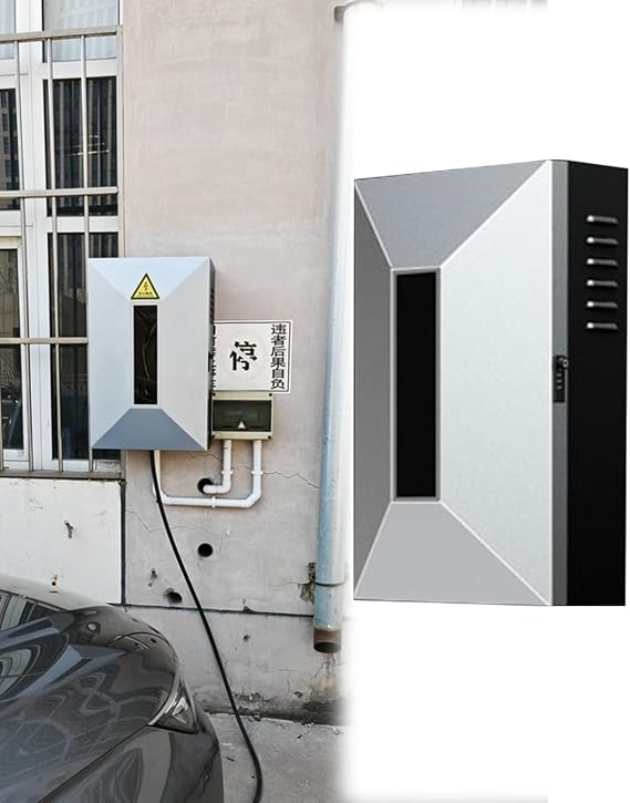 Tesla Ev Charger Pedestal for Chargepoint, Electric Vehicle Charging Cable Holder with Lock, Heavy Duty Ev Charger Enclosure/Charging Lever(Box)