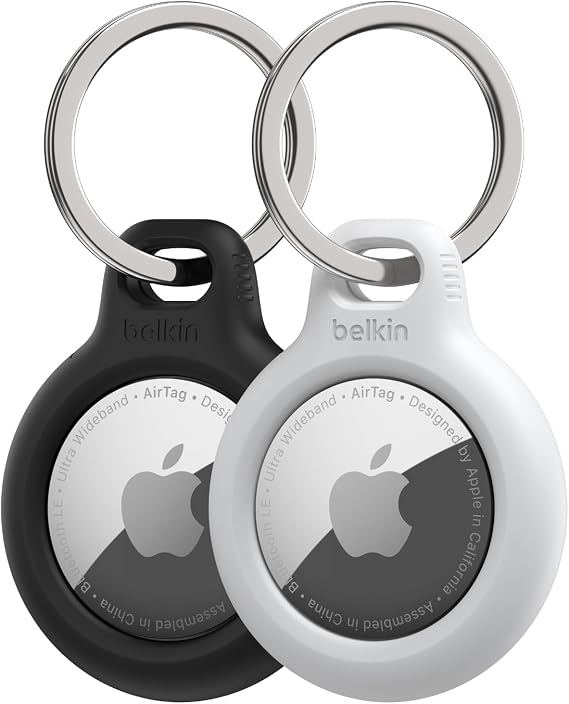 Keychain Case for Belkin AirTag - Pack of 2 - Black and White
