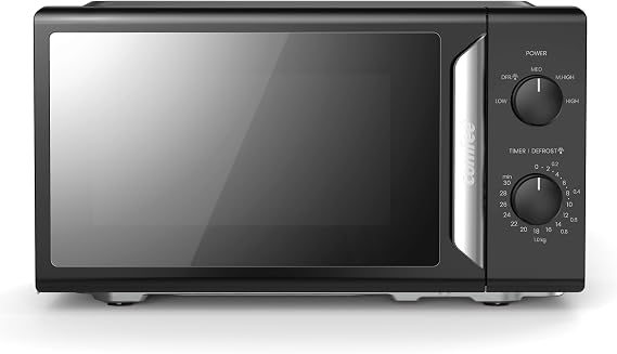 COMFEE' 19L 700W Black and Mirror Mini Microwave Oven, Compact Design, InverTech and Quick Defrost Function, 5 Cooking Power Levels with Kitchen Manual Timer - Mirror Design CMO-MP012ND(MB)