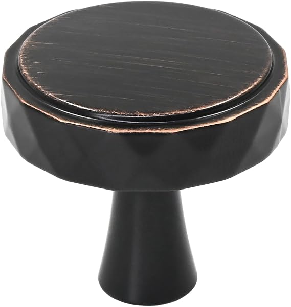Alzassbg 6 Pack Oil Rubbed Bronze Cabinet Knobs, 1-1/4 Inch Diameter Cabinet Hardware Round Flat Knobs for Cupboard and Drawers AL6119ORB