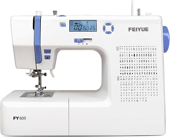 FEIYUE FY600 Electronic Sewing Machine for Beginners, 146 Built-in Stitches, LCD Display, Automatic Needle Threader, Adjustable Speed, Free Arm, 100-240V 70W