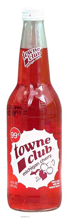 towne club michigan cherry, cherry soda with other natural flavors 16 fl oz Glass Bottle (pack of 12)