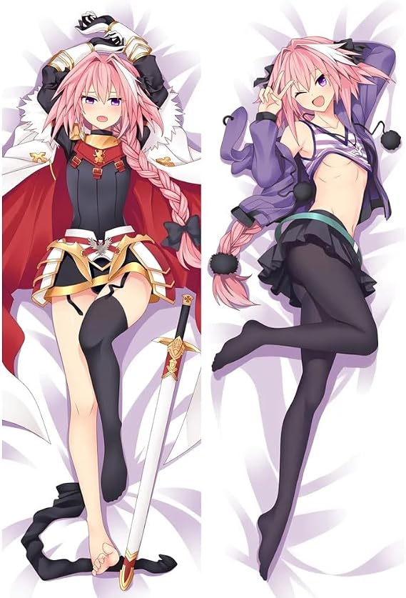 Astolfo Anime Game Body Pillow Case, Dakimakura Body Pillow Cover Case,Anime Girl Body Pillowcase Hugging Soft,Peach Skin 150cmX50cm(A)