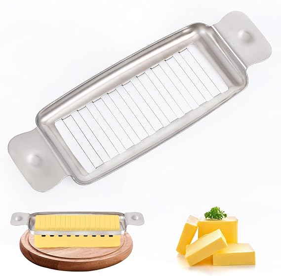Stainless Steel Butter & Cheese Slicer 18 Wire Cutter for Perfect 1/4" Slices, Ergonomic Handle, Dishwasher Safe for Butter, Cheese & Soft Foods