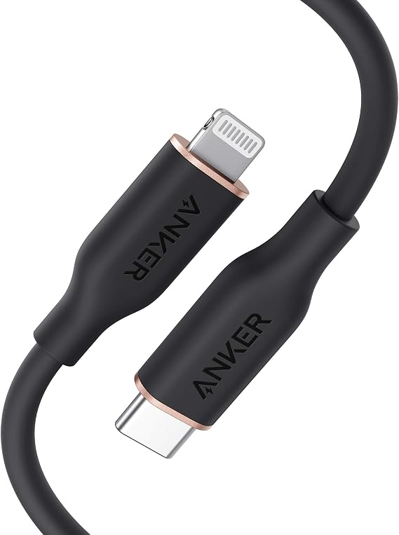 Anker USB C to Lightning Cable, MFi-Certified (3 ft, Midnight Black) | PowerLine III Flow Silicone Charging Cord, for iPhone 13 / 13 Pro, and More