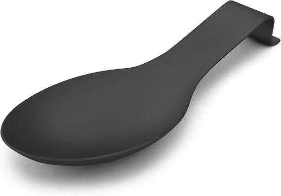 LIANYU Black Spoon Rest for Stove Top, Stainless Steel Spatula Ladle | Spoon Utensil Holder for Kitchen Counter, Heavy Duty, Dishwasher Safe