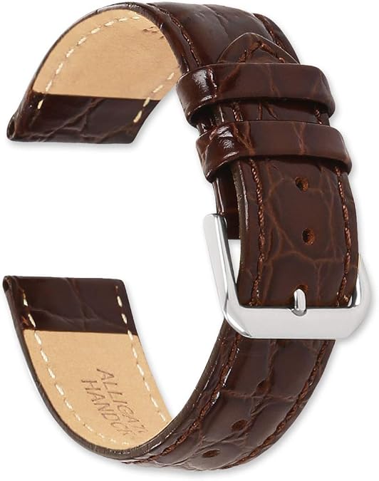 deBeer Alligator Grain Watch Band-choice of Color (Black, Brown, Havana) & Width (6mm, 8mm, 10mm, 12mm, 14mm, 15mm, 16mm, 17mm, 18mm, 19mm, 20mm)