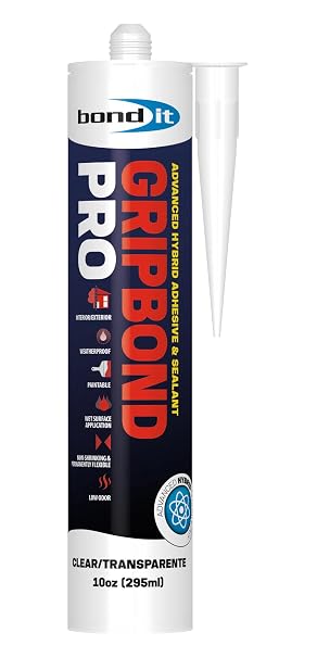 Bond It Gripbond PRO, Advanced Hybrid Sealant & Adhesive, Paintable Waterproof Elastic Bonding Compound, Non-Shrinking Solvent-Free, Interior/Exterior Multi-Surface Repair, 10 oz, Clear