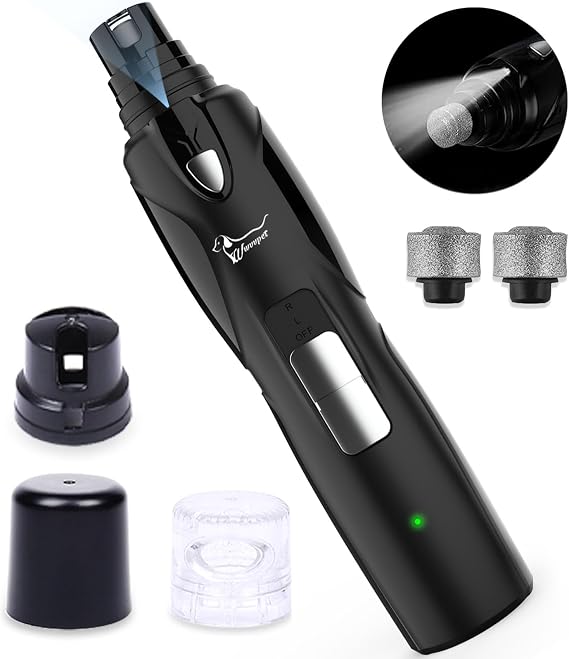 Pet Nail Grinder with LED Light & 2 Grinding Heads, 2-Speed Low Noise