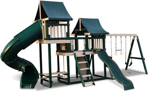 Congo Monkey Playsystem #3 with Swing Beam - Green and Sand Low Maintenance Play Set
