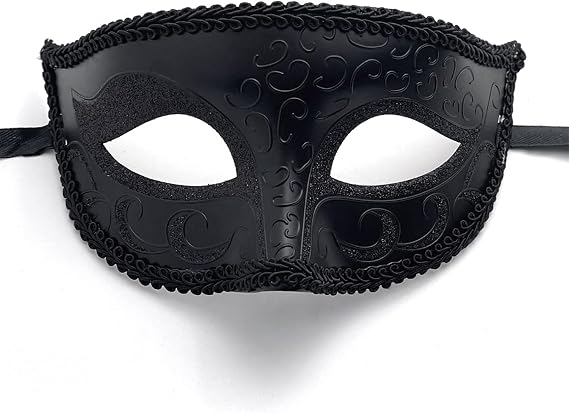 Vintage Black Masquerade Mask,Venetian Mysterious Men masquerade mask,Party Eye Mask,Masquerade Mask for Men,Venetian Black Eye Masks,for Mens or Women Mardi Cosplay and Mysterious Mascarade