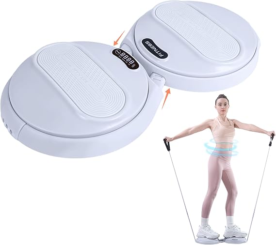 kisnbld Ab Twister Board, Waist Twister Machine with Counter & Resistance Bands, Adjustable Foot Spacing Waist Twisting Disc for Slimming, Toning and Fitness, Core & Ab Workout Disc