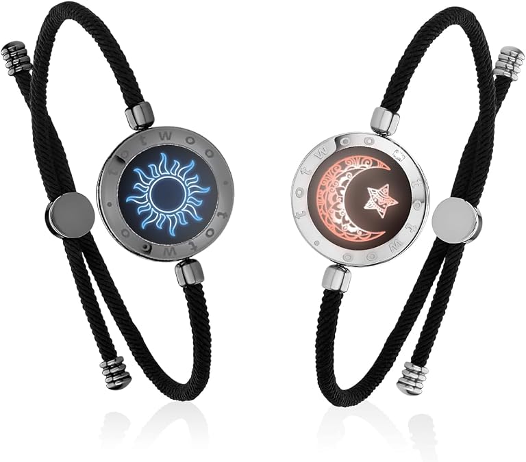 TOTWOO Sun and Moon Long Distance Touch Bracelets for Couples