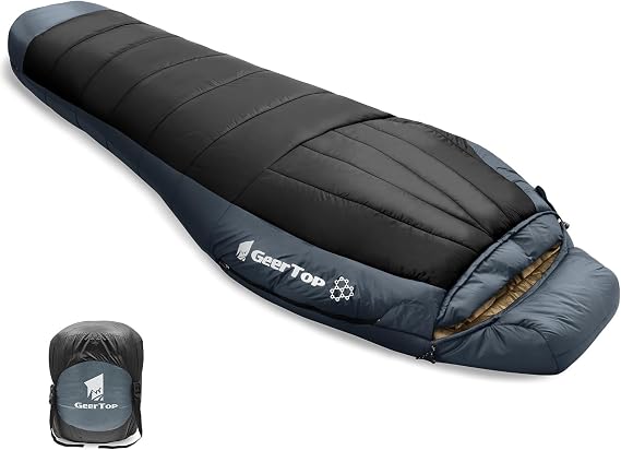 GEERTOP Portable Mummy Sleeping Bag with Graphene Lining for Adults Cold Weather 27F to 40F, Lightweight & Water-Resistant, Warm Compact for Camping Backpacking Hiking