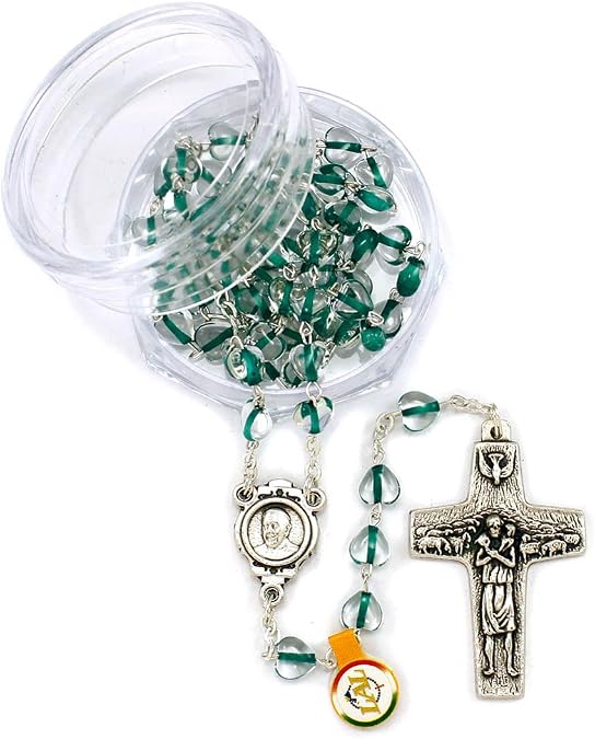 Rosary Heart Beads Necklace The Original Pope Francis Cross by Vedele