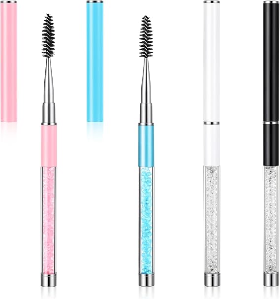 4Pcs Spoolie Brush Mascara Wands Spoolies with Cap Eyebrow Spoolie Brush