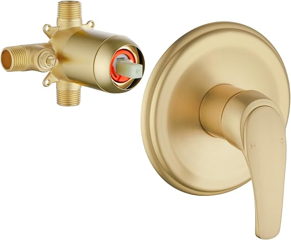 Wall Mount Rough-In Valve Shower Valves Shower Faucet Bathroom Trim Kit Single Handle Tub Shower Valve Mixer Brushed Gold
