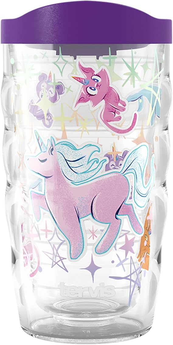 Tervis Unicorn Kids Made in USA Double Walled Insulated Tumbler Travel Cup Keeps Drinks Cold & Hot, 10oz Wavy, Classic