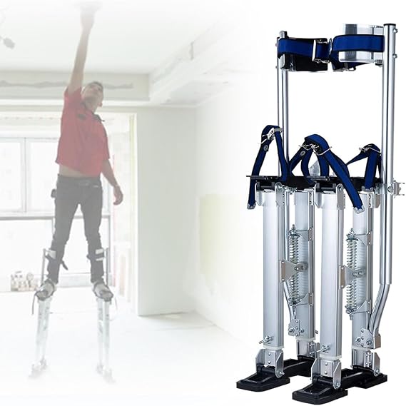 24''-40'' Drywall Stilts, Aluminum Alloy Work Stilts with Protective Knee Pads, Safely Holds 300 Lbs, Easy to Install, for Carpenters, Painters, Electricians, Maintenance Workers