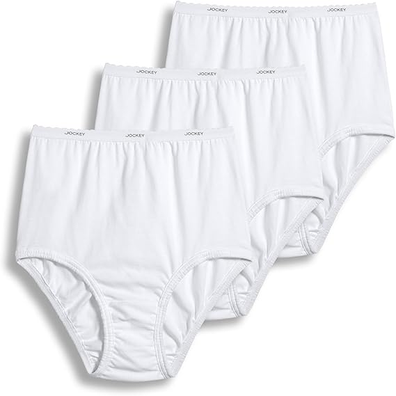 Jockey Women's Underwear Plus Size 100% Cotton Classic Brief - 3 Pack, White, 11