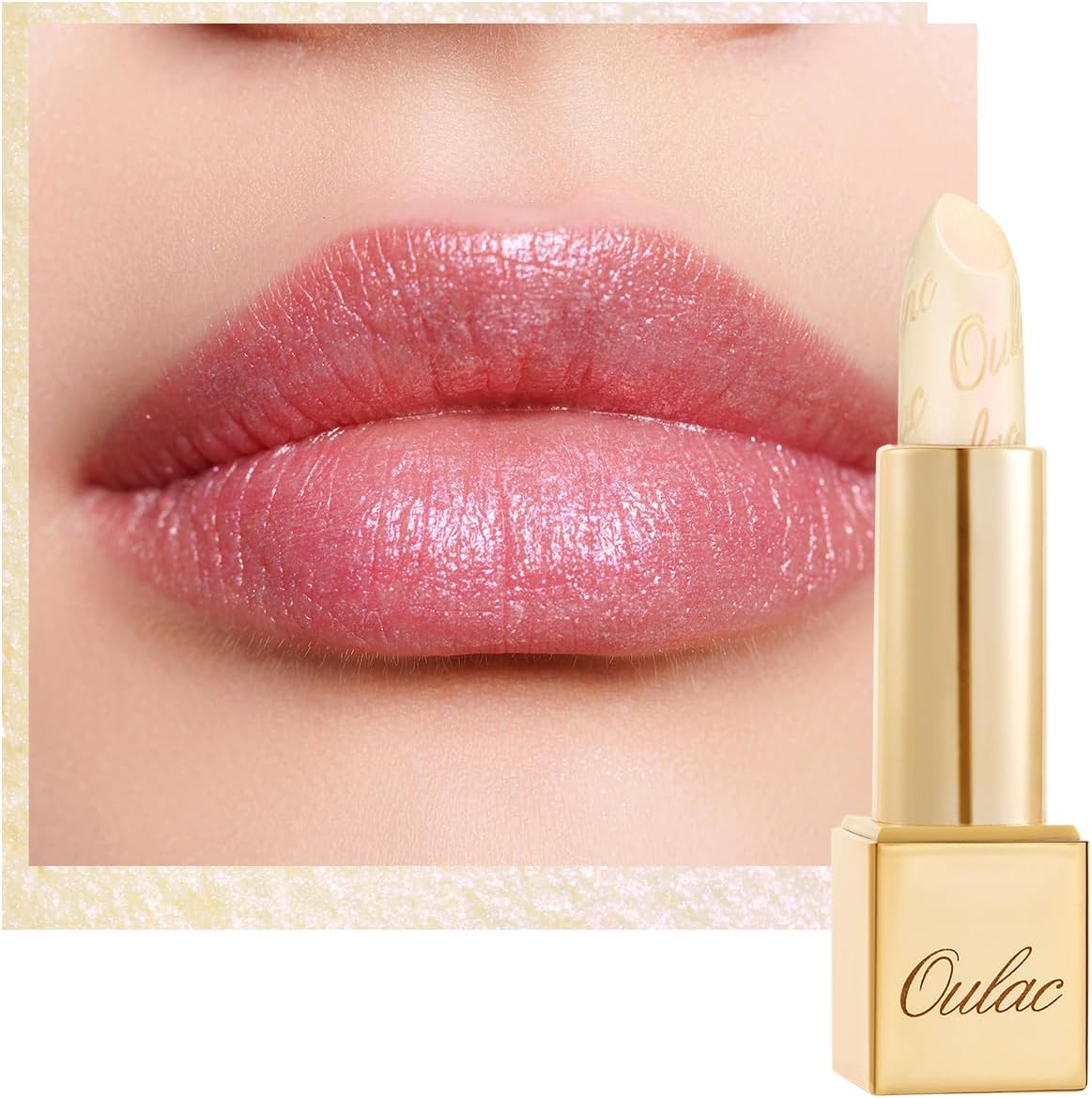 OULAC Metallic Shine Lipstick - Sheer White Lip Balm, Lightweight Soft Lip Base Ultra Hydrating, Moisturizing Primer for Lips, Vegan & Cruelty-Free, Sheer Coverage Lip Color 4.3 g0.15, Crystal Veil