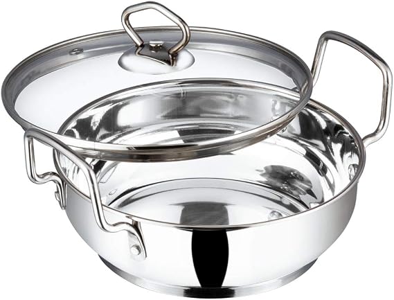 Vinod Stainless Steel Kadai with Glass Lid - 26cm, 3.7L | Extra Thick SAS Bottom | Ideal for Deep Frying, Stir-Frying & Curries | Safe, Comfortable Grip | Induction Friendly Wok – Silver